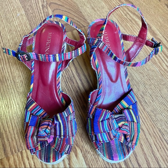 Merona Rainbow Striped Baja Wedge Cork Espadrilles - Picture 6 of 6